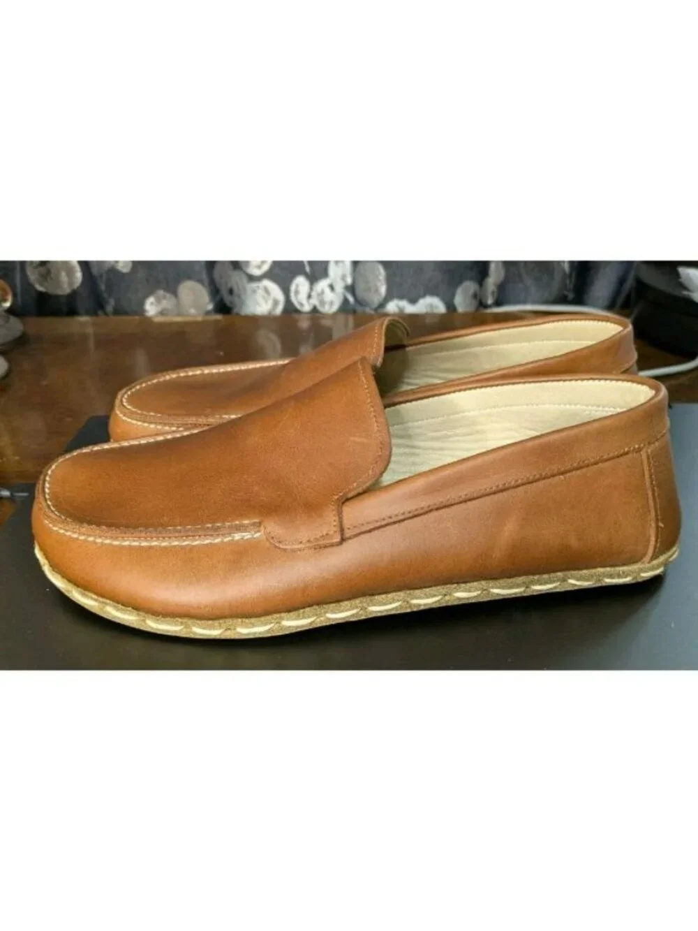 Size 8.5 Atlantis Lion Brown Leather Barefoot Mocassins Copper Rivet